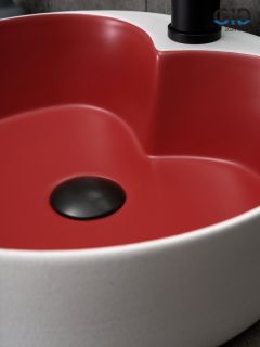 Раковина Gid N9013LS 52237 накладная красная матовая / белый графит 40x40x13